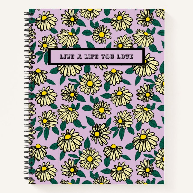 Yellow Ditsy Floral Pattern Notebook (Front)
