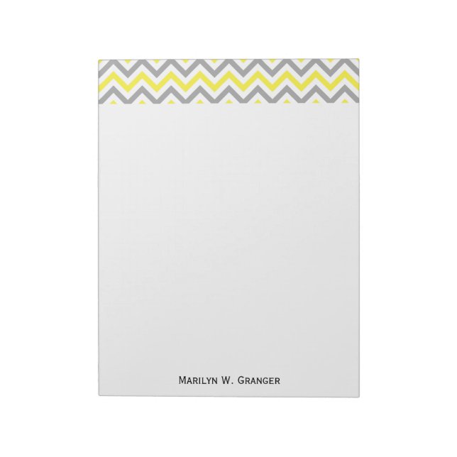 Yellow, Dk Gray Wht Large Chevron ZigZag Pattern Notepad (Rotated)