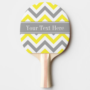 Yellow Dk Grey White LG Chevron Grey Name Monogram Ping Pong Paddle