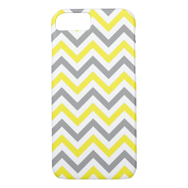 Yellow, Dk Grey Wht Large Chevron ZigZag Pattern Case-Mate iPhone Case (Back)