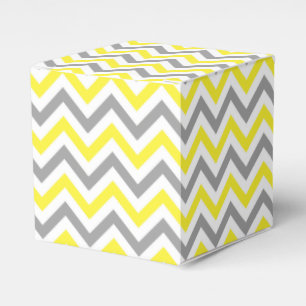 Yellow, Dk Grey Wht Large Chevron ZigZag Pattern Favor Box