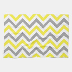 Yellow, Dk Grey Wht Large Chevron ZigZag Pattern Kitchen Towel