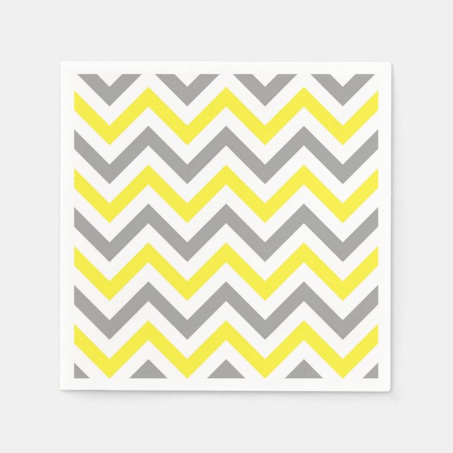 Yellow, Dk Grey Wht Large Chevron ZigZag Pattern Napkin (Front)