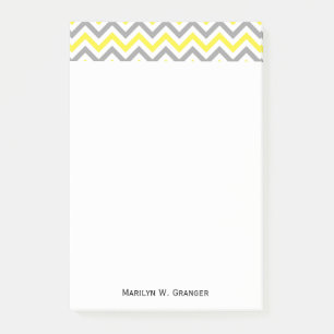 Yellow, Dk Grey Wht Large Chevron ZigZag Pattern Post-it Notes