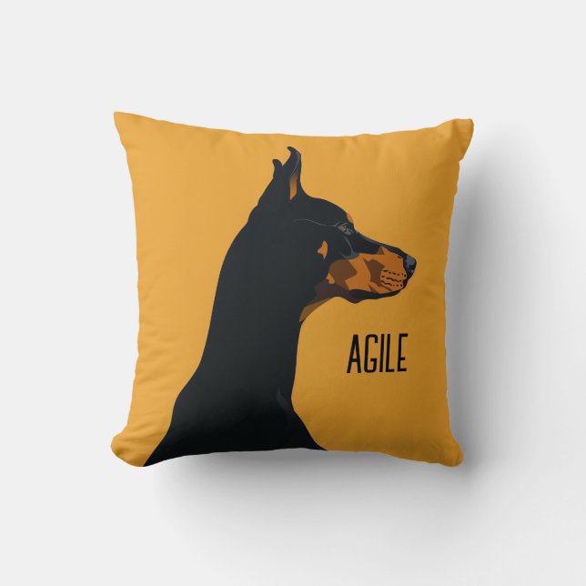 Yellow Doberman Throw Pillow (Front)