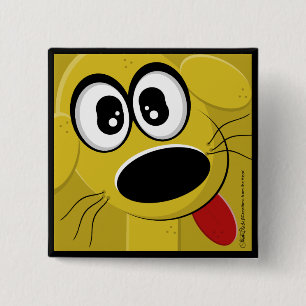 Yellow Dog Face 2 Inch Square Button