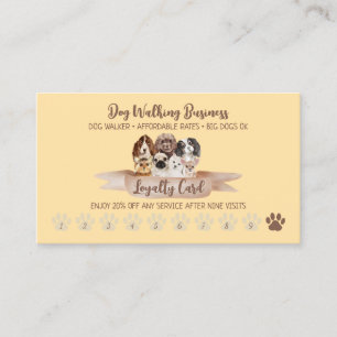 Yellow Dog Walker Loyalty Discount Paw Business Card