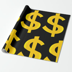 Yellow Dollar Symbol Wrapping Paper