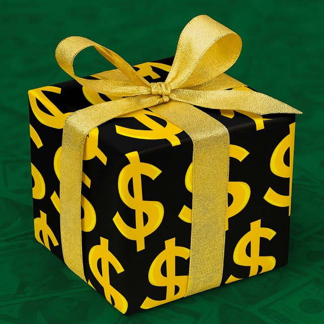 Yellow Dollar Symbol Wrapping Paper (Creator Uploaded)