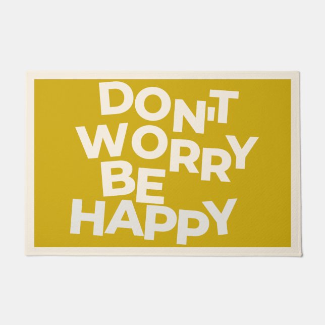 YELLOW DONT WORRY BE HAPPY DOORMAT (Front)