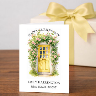 Yellow Door Watercolor Closing Real Estate Agent Card
