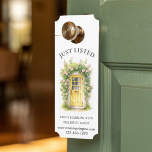 Yellow Door Watercolor Listing Real Estate Agent Hanger