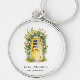 Yellow Door Watercolor Logo Real Estate Agent Keychain
