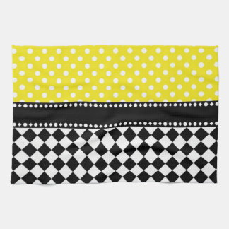 Yellow Dot Chequerboard Kitchen Towel