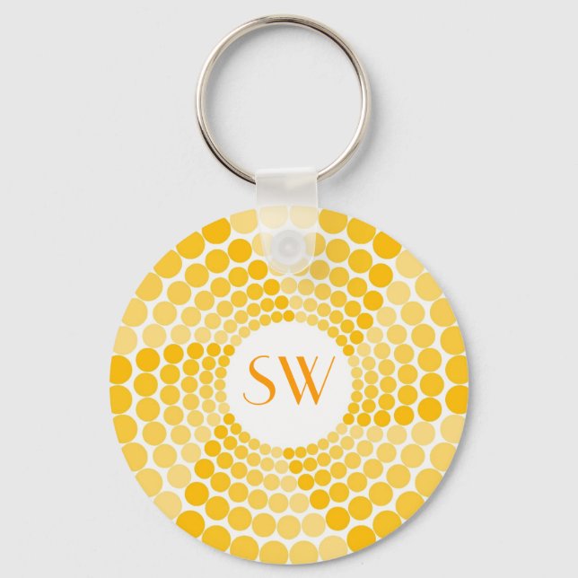 Yellow Dot Swirl Keychain (Front)