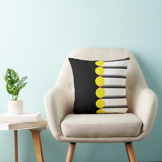 Yellow Dots and Grey Throw Pillow (Chair)