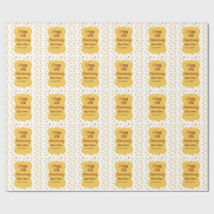 yellow dots glitter happy 30th anniversary wedding wrapping paper