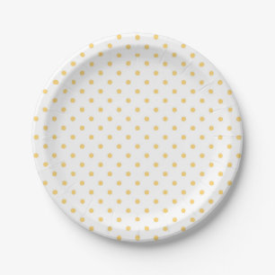 Yellow Dots White Party Minimalist Paper Plate