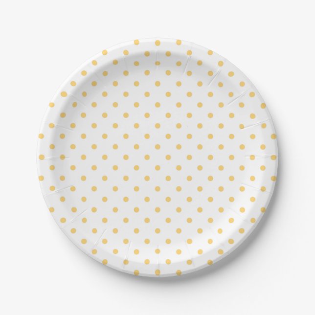 Yellow Dots White Party Minimalist Paper Plate (Front)