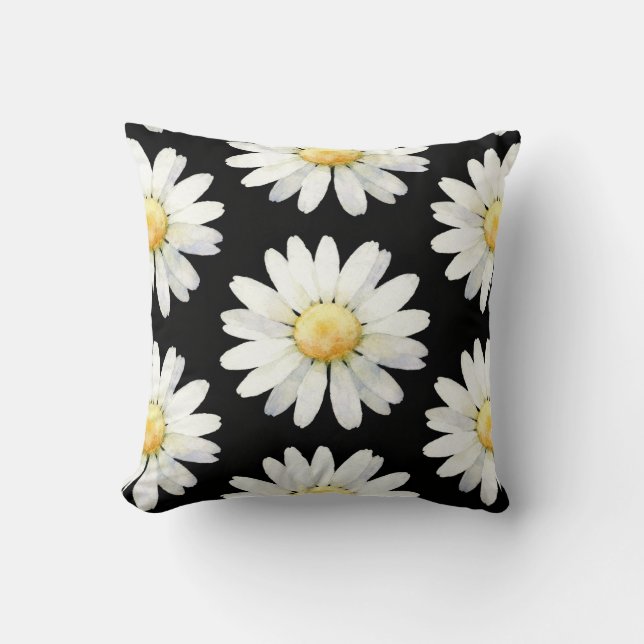 Yellow Dotted Daisy's Throw Pillow (Front)