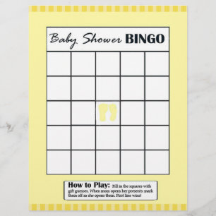 Yellow Double Sided Baby Shower Game BINGO/Daddy Flyer