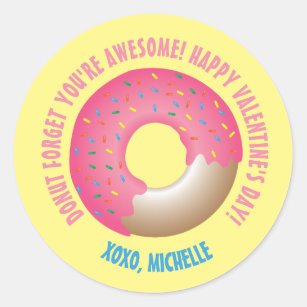 Yellow Doughnut Forget You're Awesome Valentine's  Classic Round Sticker