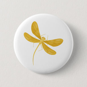 yellow dragonfly 2 inch round button