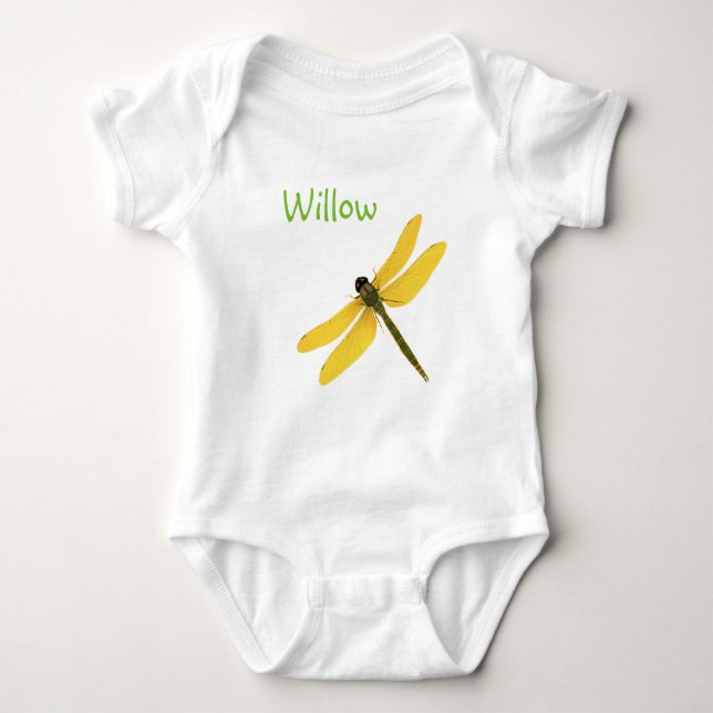 Yellow Dragonfly Custom Name Bodysuit (Front)
