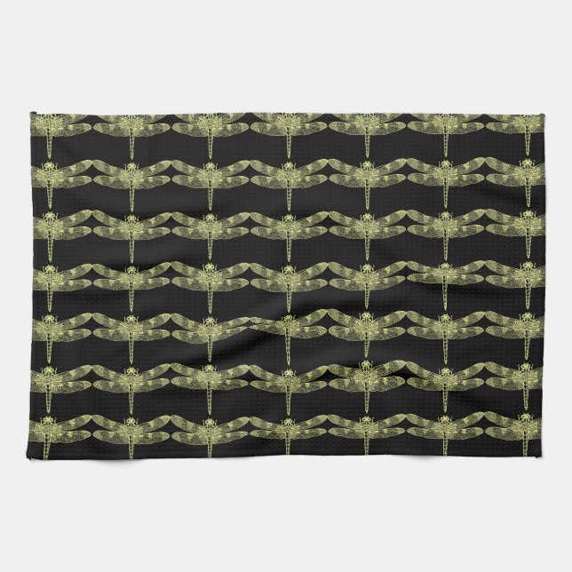 Yellow Dragonfly Kitchen Towel (Horizontal)