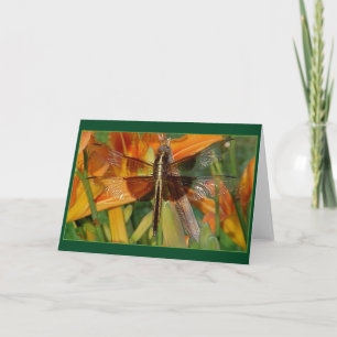 Yellow Dragonfly on Daylilies Blank Note Card