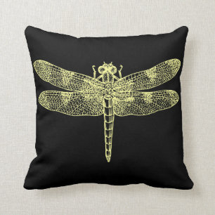 Yellow Dragonfly Throw Pillow