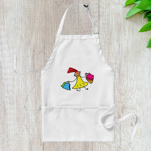Yellow Dress Happy Girl Shopping Standard Apron