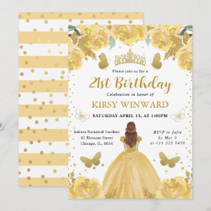 Yellow Dress Red Hair Princess Birthday Invitation