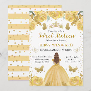 Yellow Dress Red  Hair Princess Sweet 16 Invitation