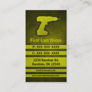 Yellow drill tool grunge custom business cards