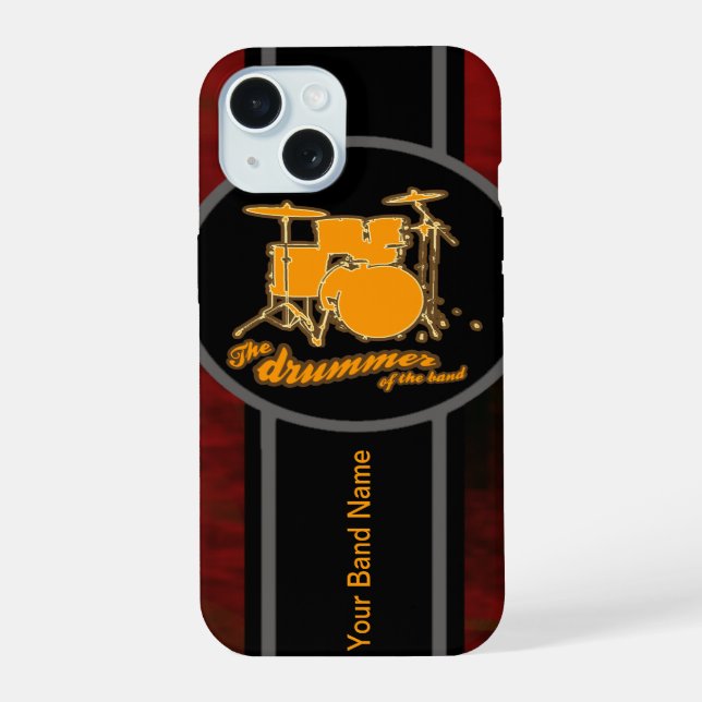 yellow drum customizable iPhone 15 case (Back)