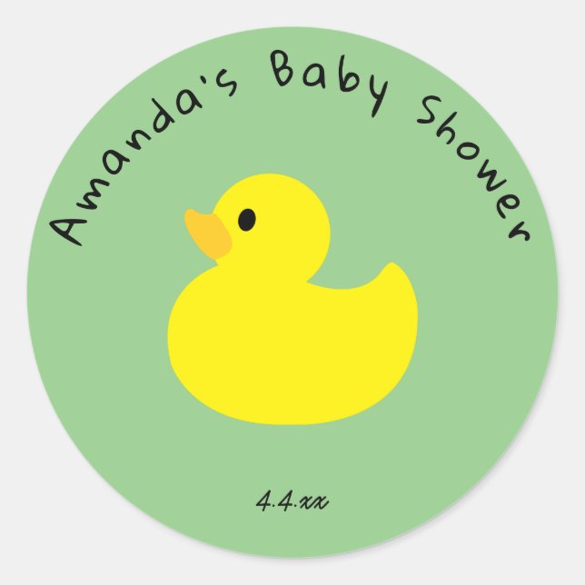 Yellow Duck - Baby Shower Classic Round Sticker (Front)