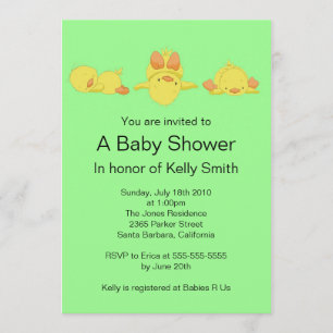 Yellow Duck Baby Shower Invitation