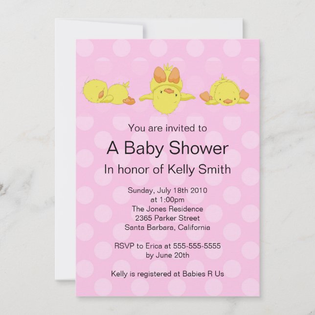 Yellow Duck Baby Shower Invitation (Front)