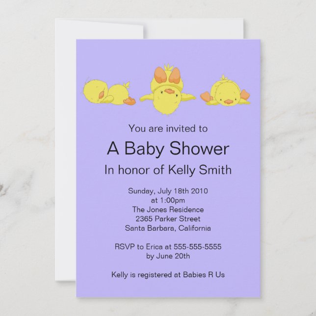 Yellow Duck Baby Shower Invitation (Front)