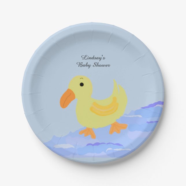 Yellow Duck Baby Shower Paper Plate (Front)