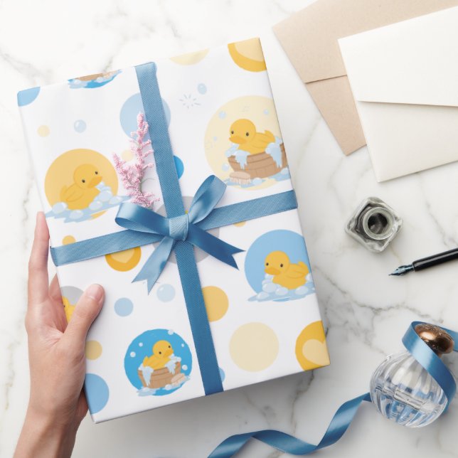 Yellow Duck Bubble Bath Gift Wrapping Paper (Gifting)