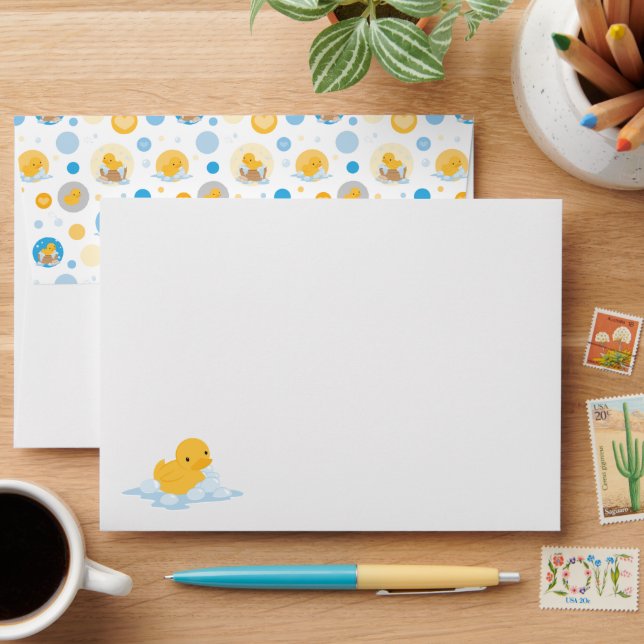 Yellow Duck Bubble Bath Invitation Envelope (Desk)