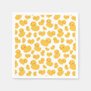 Yellow Duck Bubble Bath Pattern Party Napkin