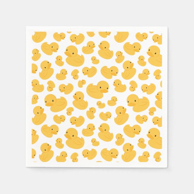 Yellow Duck Bubble Bath Pattern Party Napkin (Front)