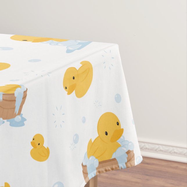Yellow Duck Bubble Bath Patterned Tablecloth (In Situ)