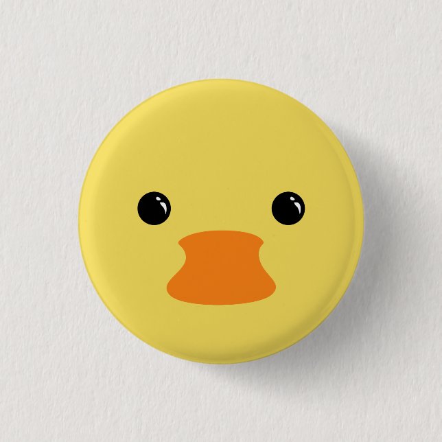 Yellow Duck Cute Animal Face Design 1 Inch Round Button (Front)