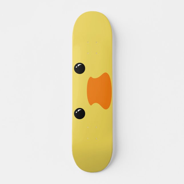 Yellow Duck Cute Animal Face Design Skateboard (Front)