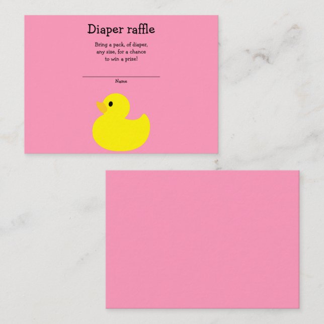 Yellow Duck Diaper Raffle Enclosure Card (Front/Back)