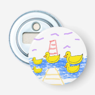Yellow Duck Family Lighthouse Yellow Pier Bottle Opener